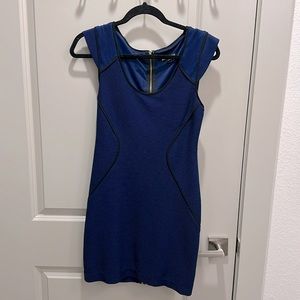 Blue ribbed fitted dress